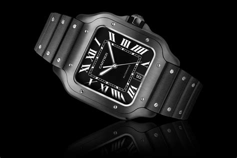 santos black cartier|cartier santos watch size guide.